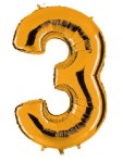 Balon foliowy 40'' - Złoty "3"