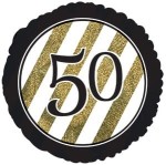 Balon foliowy 18'' - 50 Złoto-czarna