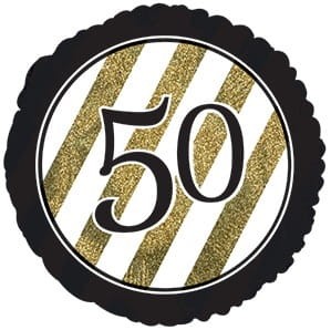 Balon foliowy 18'' - 50 Złoto-czarna