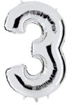 Balon foliowy 40'' - Srebrny "3"