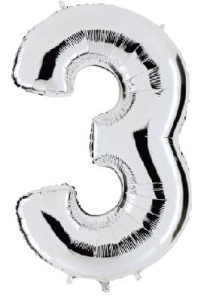 Balon foliowy 40'' - Srebrny "3"