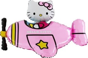 Balon foliowy 36'' - Hello Kitty Samolot Różowy (luzem)