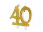 Świeczka urodzinowa liczba 40, złoty, 7.5cm 