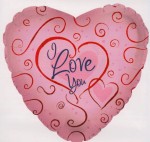 Balon foliowy - serce - różowe i love you