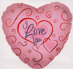 Balon foliowy - serce - różowe i love you