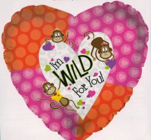 Balon foliowy - serce - małpki