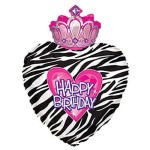 Balon foliowy 29''- Hbd Zebra Princess Crown 