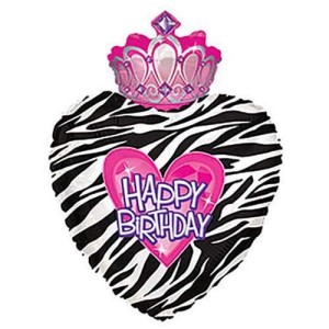 Balon foliowy 29''- Hbd Zebra Princess Crown 