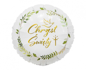 Balon foliowy Chrzest Święty (gołąbek i krzyż), 18"