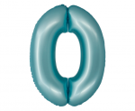Balon foliowy - 76cm - cyfra  0 - jasnoniebieska matowa