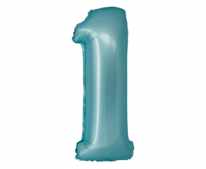 Balon foliowy - 76cm - cyfra  1 - jasnoniebieska matowa 