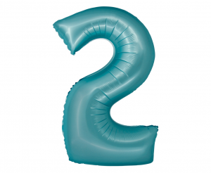 Balon foliowy - 76cm - cyfra  2 - jasnoniebieska matowa  