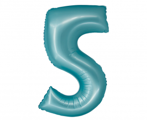 Balon foliowy - 76cm - cyfra  5 - jasnoniebieska matowa   