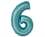 Balon foliowy - 76cm - cyfra  6 - jasnoniebieska matowa    