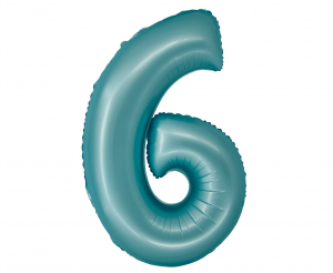 Balon foliowy - 76cm - cyfra  6 - jasnoniebieska matowa    