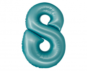 Balon foliowy - 76cm - cyfra  8 - jasnoniebieska matowa    