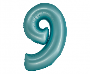 Balon foliowy - 76cm - cyfra  9 - jasnoniebieska matowa    