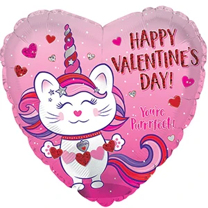 Balon foliowy  17"- Happy Valentine's Day Caticorn - luz