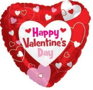 Balon foliowy  17"- Happy Valentine's Day - luz