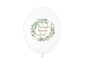 Balon lateksowy 12" (1szt.) -  Pierwsza Komunia Święta, Pastel White