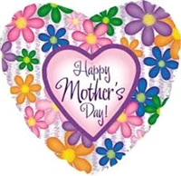 Balon foliowy - Dzień Matki - kwiatowe serce