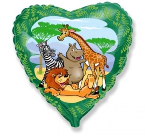 Balon foliowy 18''  serce - dżungla