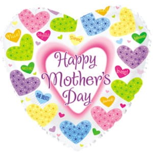 Balon foliowy -  Happy Mother's Day kolorowe serca