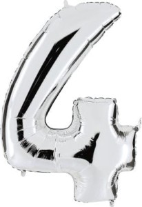 Balon foliowy 40'' - Srebrny "4"