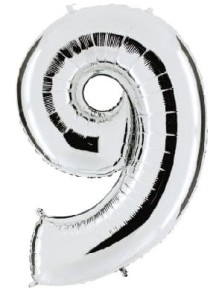 Balon foliowy 40'' - Srebrny "9"