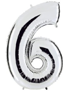 Balon foliowy 40'' - Srebrny "6"