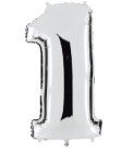 Balon foliowy 40'' - Srebrny "1"