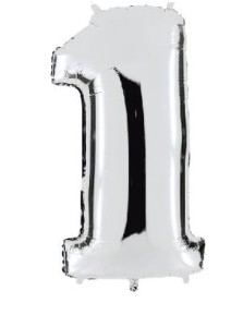 Balon foliowy 40'' - Srebrny "1"